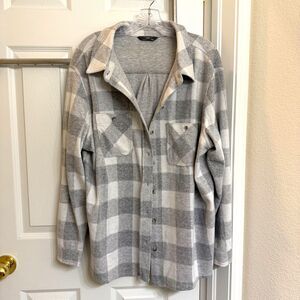 Member's Mark Grey Buffalo Plaid Cozy Knit Button-Down Shirt Size XXL